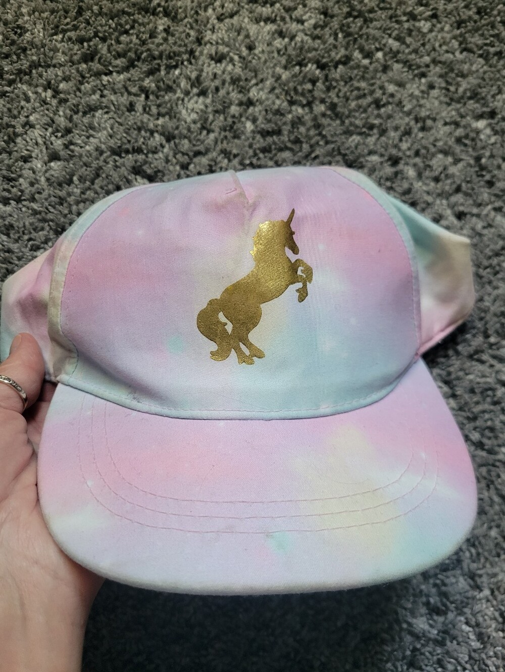 Kids Pastel Unicorn Cap with Gold Accent Adjustable